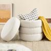 Busaurus Round Ottoman with Storage for Living Room Small Boucle Foot Stool Modern Upholstered Vanity Stool Ottoman Foot Rest for Dorm Corner Home Decor, Set of 1 (White) view 1