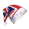 WBQLSL UK Flag LED Christmas hat for adults, New Year Christmas party gifts, unisex Christmas plush Christmas hat with LED lights, view 1