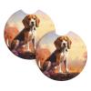 Car Interior Absorbent Coasters 2 Pack, Nerdy Beagle Car Drink Coasters, Auto Accessories, 2.7 Inch Diameter, Fits Trucks Cars SUVs view 1