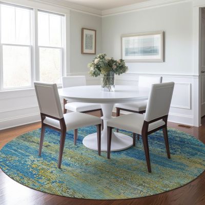 Addison Rugs Chantille ACN1777 Navy 8' x 8' Indoor/Outdoor, Machine Washable, Easy Clean, Non Shedding, Bedroom, Living Room, Dining Room, Kitchen, Patio Round Rug