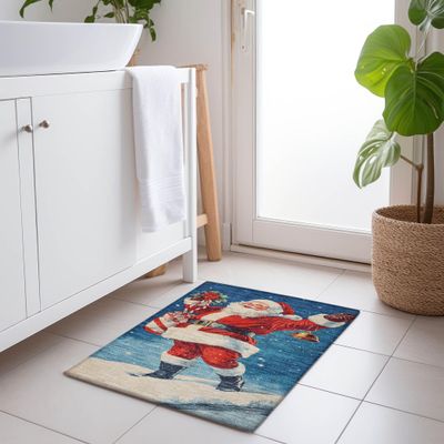 Addison Rugs Chantille ACN1807 Blue 1'8" x 2'6" Indoor/Outdoor, Machine Washable, Holiday, Christmas Rug, Easy Clean, Non Shedding, Living Room, Entryway, Kitchen, Patio Rug