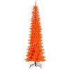 Vickerman 9.5' x 42" Orange Pencil Artificial Unlit Christmas Tree. It Measures 114 inches Tall, and 28 inches Wide, which is considered a Pencil Profile. view 1