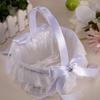 MERRYHAPY Wedding Flower Girl Basket Bowknot and Lace Ribbon White Rose Petals Holder for Ceremony Special Events and Party Decorations for Brides and Young Relatives view 2