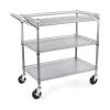Bustards Mobile Shelving Heavy Duty 3 Tier Utility Cart,990Lbs Capacity Wire Rolling Cart with Wheels, Commercial Grade Service Cart with Shelving Liners Kitchen Utility Cart view 1