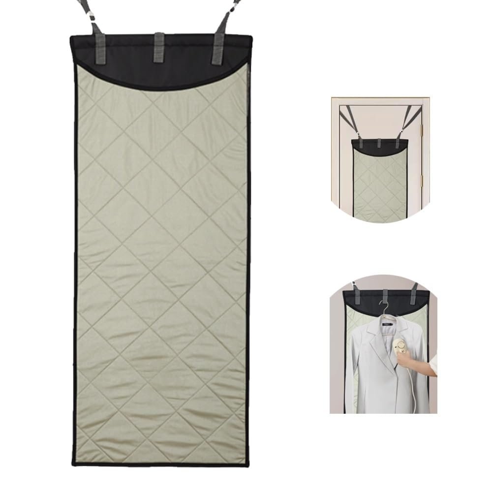 BERWDUXA Over The Door Steamboard Press Pad, Vertical Hanging Clothes Ironing Board, for Handheld Steamer, Foldable Heat Resistant Clothing Care Steam Pad, with Glove(Pad)