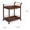 Bustards Mobile Shelving Wood Vintage Bar Cart, Serving Cart with Wine Rack Holder Kitchen Cart on Wheels Wood and Metal Frame, 2 Tier, Brown Kitchen Utility Cart(Brown) view 2
