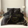 Herside Marble Queen Comforter Set with Sheets,8 Pieces Black and Gold Queen Bed in a Bag Set,Inspirational Positive Energy Words Quilt Set,Modern Marble Texture Luxury Bedding Set for All Seasons view 1