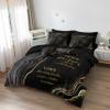 Herside Marble Queen Comforter Set with Sheets,8 Pieces Black and Gold Queen Bed in a Bag Set,Inspirational Positive Energy Words Quilt Set,Modern Marble Texture Luxury Bedding Set for All Seasons view 2