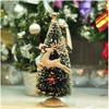 AQIANGJY Indoor Holiday Display 15CM/0.5FT Tabletop Christmas Tree, Xmas Tree with Deer and Wood Base, Artificial Small Pine Tree for Party Home Decor Artificial Tree view 3