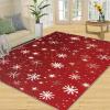 2' x 3' Rug White Snowflake Pattern Area Rug, Red Christmas Decoration Rugs for Living Room, with Anti-Slip Backing Washable Indoor Carpet for Office Dining Room Bathroom view 3