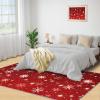 2' x 3' Rug White Snowflake Pattern Area Rug, Red Christmas Decoration Rugs for Living Room, with Anti-Slip Backing Washable Indoor Carpet for Office Dining Room Bathroom view 4