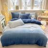 CLOTHKNOW Blue White Velvet Duvet Cover Set Queen 3Pcs Dark Blue Fluffy Bedding Sets Blue White Bedding Duvet Cover Sets Soft Flannel Bedding Queen Size Sets Blue Bedding Sets view 1