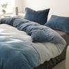 CLOTHKNOW Blue White Velvet Duvet Cover Set Queen 3Pcs Dark Blue Fluffy Bedding Sets Blue White Bedding Duvet Cover Sets Soft Flannel Bedding Queen Size Sets Blue Bedding Sets view 2