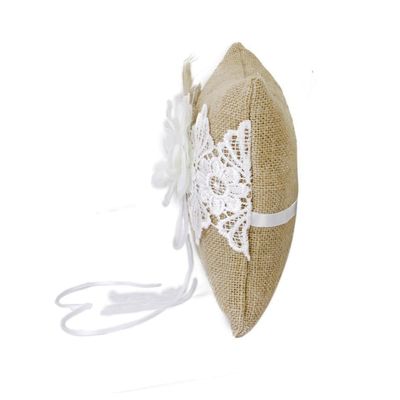 PRETYZOOM Jute Ring Bearer Pillow with Flower Decoration and Back Strap
