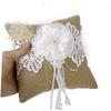 PRETYZOOM Jute Ring Bearer Pillow with Flower Decoration and Back Strap view 2