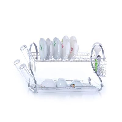 Mikinona Stainless Steel Dish Drying Rack Removable Tray Space-Saving Kitchen Organizer for Dishes Cups and Utensils Silver