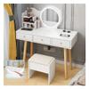 OJDHNJKNJ Dressing Table Writing Desk and Multi-Functional Vanity Table with Round Mirror 3 Drawers for Bedroom Home White Dressing Table with Mirror view 1