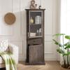 Tall Storage Cabinet with Glass Door, Freestanding Cabinet with Shelves and Drawer, Versatile Storage for Living Room,Kitchen,Dining Room,Office,Minimalist Design,23.6"L x 15.3"W x 64.9"H (Brown) view 3