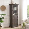 Tall Storage Cabinet with Glass Door, Freestanding Cabinet with Shelves and Drawer, Versatile Storage for Living Room,Kitchen,Dining Room,Office,Minimalist Design,23.6"L x 15.3"W x 64.9"H (Brown) view 4