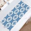 Blue Rectangle Shower Mat, Non Slip Bath Mat, PVC Loofah Shower Floor Mats, 16x40 Bathmat with Floral Pattern, Quick Dry Anti Slip Shower Stall Mat for Bathroom Floor view 2