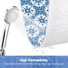Blue Rectangle Shower Mat, Non Slip Bath Mat, PVC Loofah Shower Floor Mats, 16x40 Bathmat with Floral Pattern, Quick Dry Anti Slip Shower Stall Mat for Bathroom Floor view 3