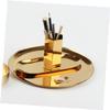 FELTECHELECTR Nordic Style Large Golden Oval Stainless Steel Tray Elegant Jewelry Organizer Smooth Decorative Platter for Home Storage Snack Serving Dresser Vanity Use view 3