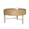 Round Wood Coffee Table Rotating Tray top,Center Tables with Storage,Modern Side Table End Table Dining Table for Living Room(Wood+Gold) view 1