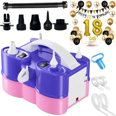 3-in-1 Electric Balloon Pump with 18th Birthday Decorations, 3-in-1 Electric Balloon Pump, Portable Electric Air Pump for All Balloons Inflatables Dual Nozzle Balloon Blower Machine