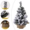 belupai Mini Artificial Snowy Christmas Tree, Small Snow Flocked Pine Xmas Tree with Burlap Base, Tabletop Christmas Tree for Christmas Table Centerpieces Holiday Party Home view 3