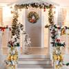 belupai 2pcs Christmas Stair Swags, 21.6in Artificial Snowy Flocked Teardrop Swags Christmas Pine Stairs Garlands with Berries, Xmas Balls and Bow for Indoor Outdoor Hanging view 4