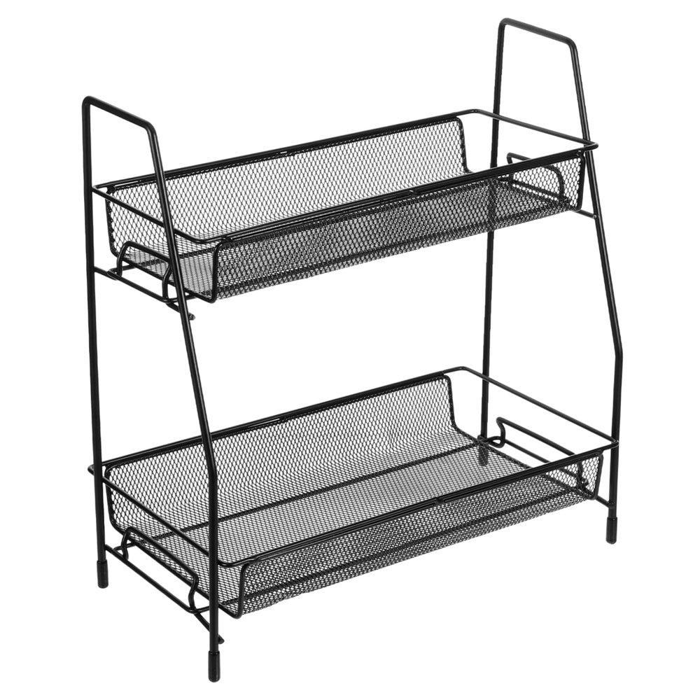 Black 2-Tier Iron Kitchen Bathroom Counter Shelf, Tabletop Storage Rack
