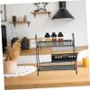 Black 2-Tier Iron Kitchen Bathroom Counter Shelf, Tabletop Storage Rack view 4