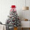 Christmas Tree Topper Hat, Large Red Velvet Hat with Lengthened Bowknot, Candy Canes Tree Topper, Top Hat Christmas Tree Topper for Christmas Holiday Home Decoration (B) view 3