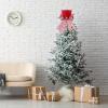 Christmas Tree Topper Hat, Large Red Velvet Hat with Lengthened Bowknot, Candy Canes Tree Topper, Top Hat Christmas Tree Topper for Christmas Holiday Home Decoration (B) view 4
