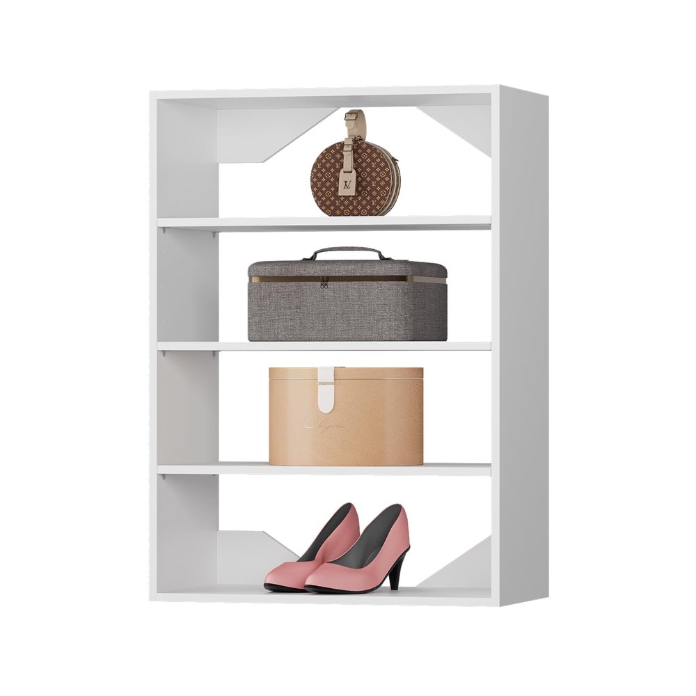 MODCART Short Tower Closet Unit, Modular Closet System, Wood Closet System Organizer with Storage for Walk In Closets, Clothing Rack Wardrobe Closet for Hanging Clothes, Bedroom, White, 25.5"W