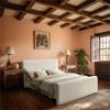 Pemberly Row Curved Headboard and Footboard King Bed in Rich Soft Cream Velvet view 2
