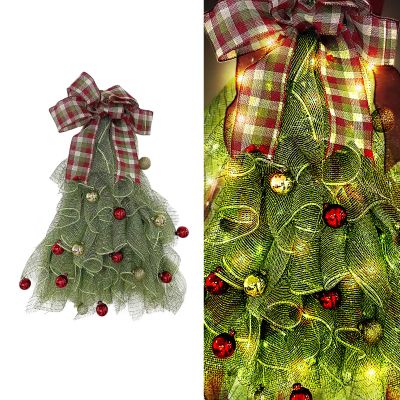 POTRUWE Handmade Silk Christmas Tree Wreath for Front Door, Christmas Wreath Hangers, Large Xmas Tree Flower Front Door Wreath Garland with Ball Ornsments for Xmas Holiday Decor