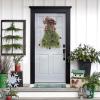 POTRUWE Handmade Silk Christmas Tree Wreath for Front Door, Christmas Wreath Hangers, Large Xmas Tree Flower Front Door Wreath Garland with Ball Ornsments for Xmas Holiday Decor view 4