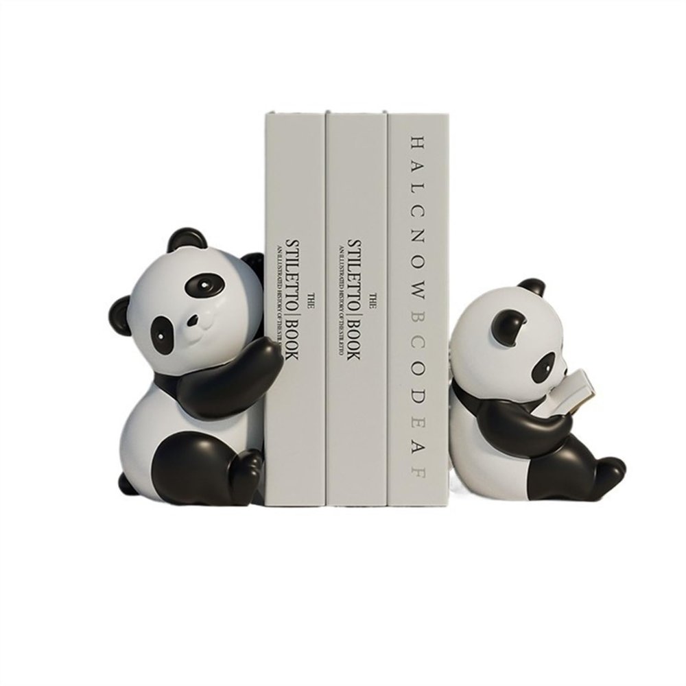 Book Ends for Shelves Panda Book Ends Decorative Resin Bookends 1 Pair - Decorative Book Ends for Shelves Sturdy Book Stop for Home Office School Office Book Stand