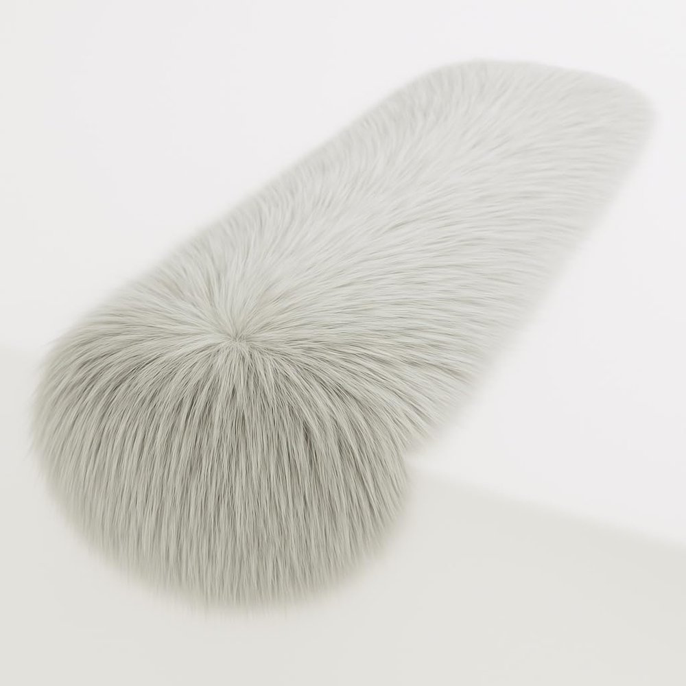 FabricLA Platinum Grey Faux Fur Accent Cut 12 x 60 Inches with Rounded Edges for Holiday & Christmas Decor