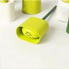 Toilet Brush and Holder Green Plastic Toilet Brush Holder Flat Brush Head Toilet Brush Wall Mounted Long Brush Handle Toilet Brush Holder Set Deep Cleaning Brush view 3