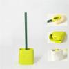 Toilet Brush and Holder Green Plastic Toilet Brush Holder Flat Brush Head Toilet Brush Wall Mounted Long Brush Handle Toilet Brush Holder Set Deep Cleaning Brush view 4