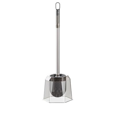 Toilet Brush and Holder Geometric Transparently Toilet Brush Holder Set Stainless Steel Handle Toilet Brush Floor Standing Plastic Brush Toilet Brush Deep Cleaning Brush
