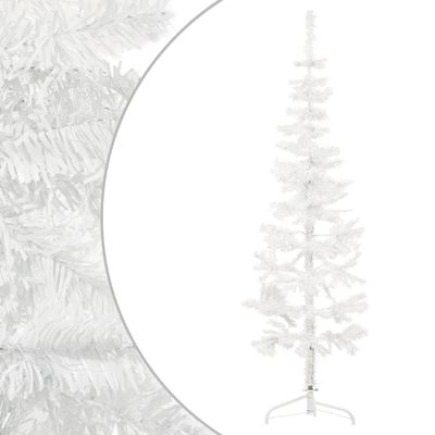 Slim Artificial Half Christmas Tree with Stand White 6 ft, Artificial Christmas Tree, Festive Christmas Tree, Xmas Trees, Festive Trees Perfect Holiday Decor
