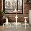 Topower 3 Piece Pub bar Set Industrial bar Table and PU Leather Seat Stools for 2, Height Adjustable Pub Table and stools Match bar Height and Counter Stool Antique White(1 Table + 2 Chairs) view 1