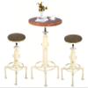 Topower 3 Piece Pub bar Set Industrial bar Table and PU Leather Seat Stools for 2, Height Adjustable Pub Table and stools Match bar Height and Counter Stool Antique White(1 Table + 2 Chairs) view 2