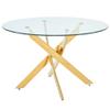 Alison Modern Round Glass Dining Table in Gold view 1