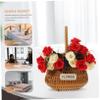 WATIIFUFU Woven Flower Basket Handle Hand-woven Decorative Storage Basket for Weddings Parties and Home Decor for Floral Arrangements Centerpieces and view 4