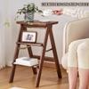 3 Layers Ash Wood Step Chair Multipurpose Folding Ladder Chair, Stablize Sofa Side Table Living Room Storage Rack view 2
