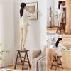 3 Layers Ash Wood Step Chair Multipurpose Folding Ladder Chair, Stablize Sofa Side Table Living Room Storage Rack view 3